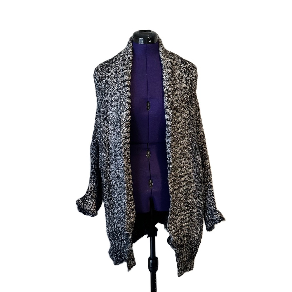 BCBGeneration Black Gray White Fuzzy Textured Sweater